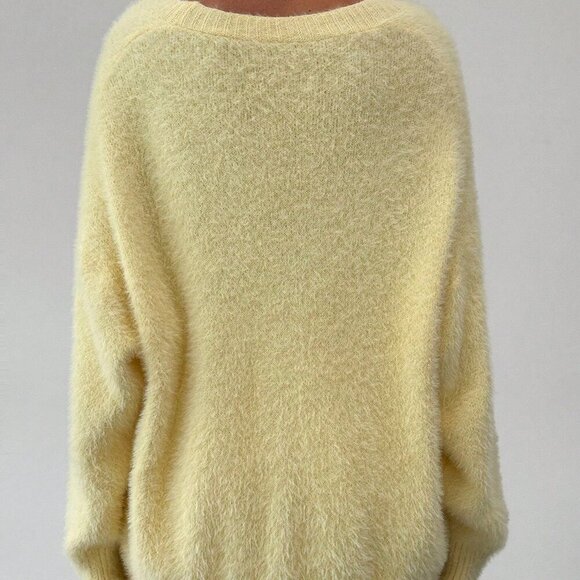 Yellow Casual Womens Oversized Long Sleeve Cardigan and Sweater Maxi Skirt set - Picture 5 of 10